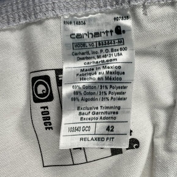 Carhartt Cargo Shorts Mens 42 Relaxed Fit Force Gray Ripstop Workwear - Picture 4 of 8